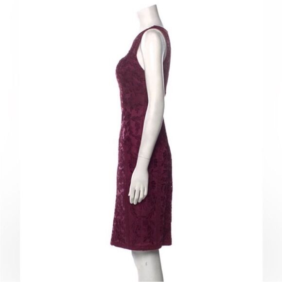 Sue Wong Deep Red Lace Midi Dress, US0 - Picture 2 of 12